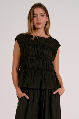 Elan Top Gathered Cap Sleeve