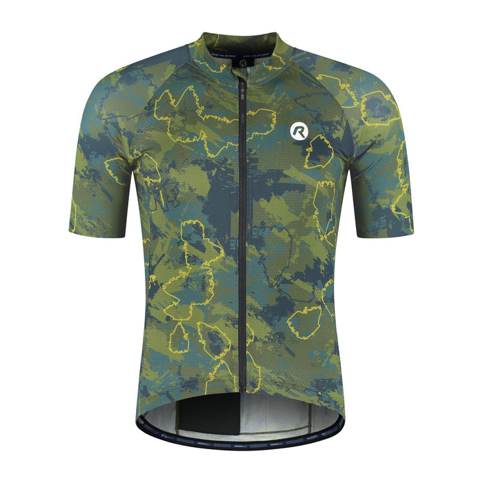 Rogelli Essential Graphic II fietsshirt heren groen korte mouw voorkant.