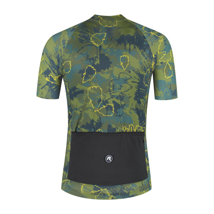 Rogelli Essential Graphic II fietsshirt heren groen korte mouw achterkant.