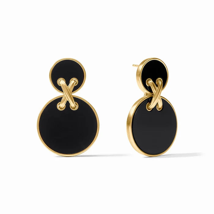 black and gold button style earrings