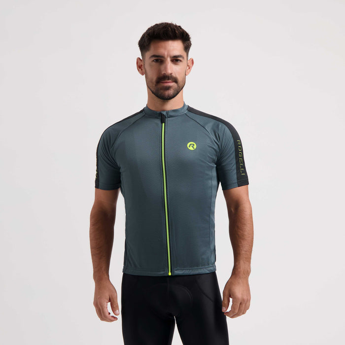 Rogelli Explore fietsshirt heren grijs korte mouw gedragen voorkant.