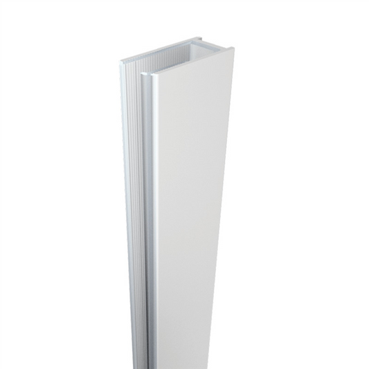 EXTENDED U channel aluminium - Matt White, Deep Shower Screen Wall Channel - Image 1