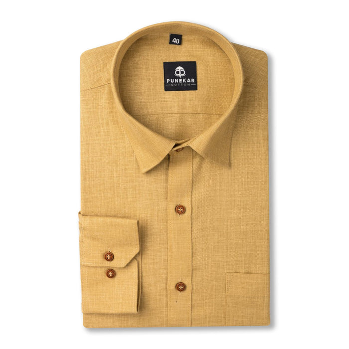 Font Color Blended Linen Shirt For Men's - Punekar Cotton