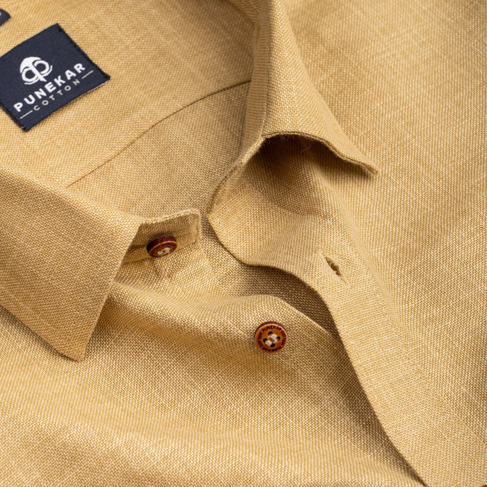 Font Color Blended Linen Shirt For Men's - Punekar Cotton
