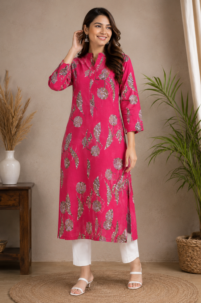Fuchsia Botanical Print Kurti