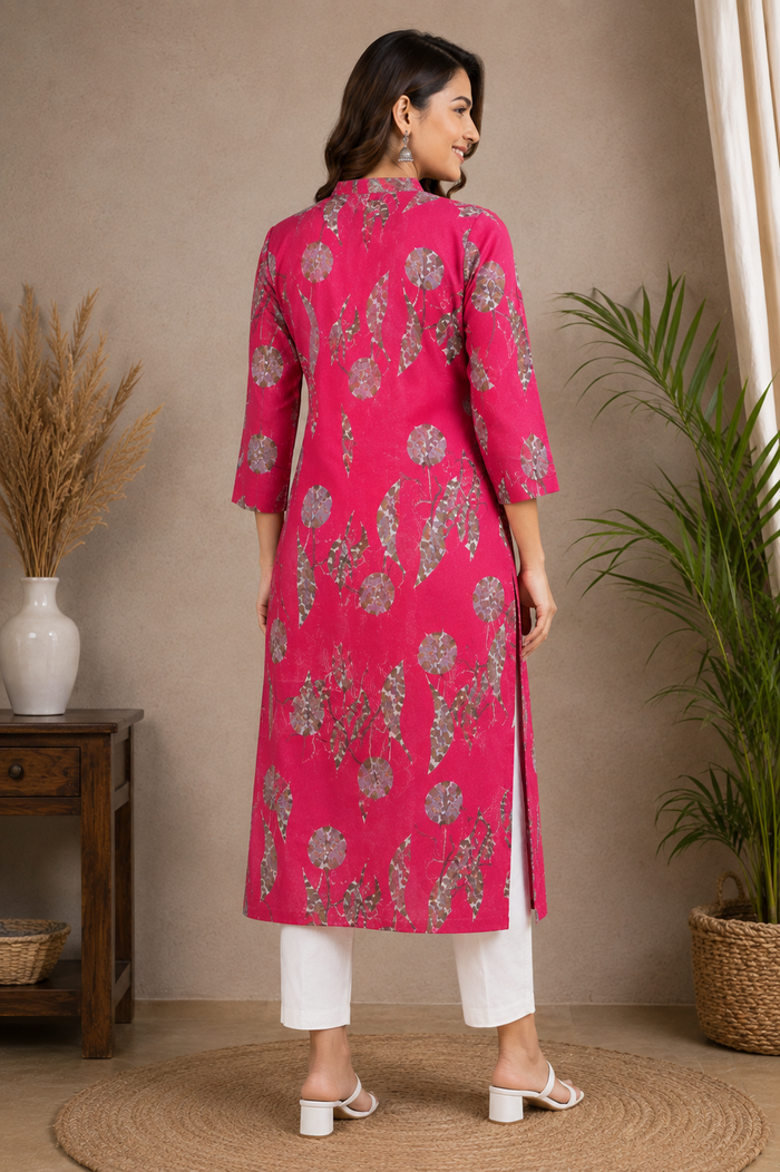 Fuchsia Botanical Print Kurti