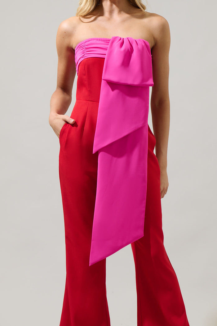 Gerri Contrast Strapless Jumpsuit