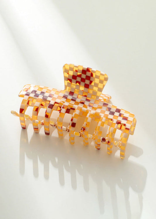Golden Checkerboard Large Claw Clip