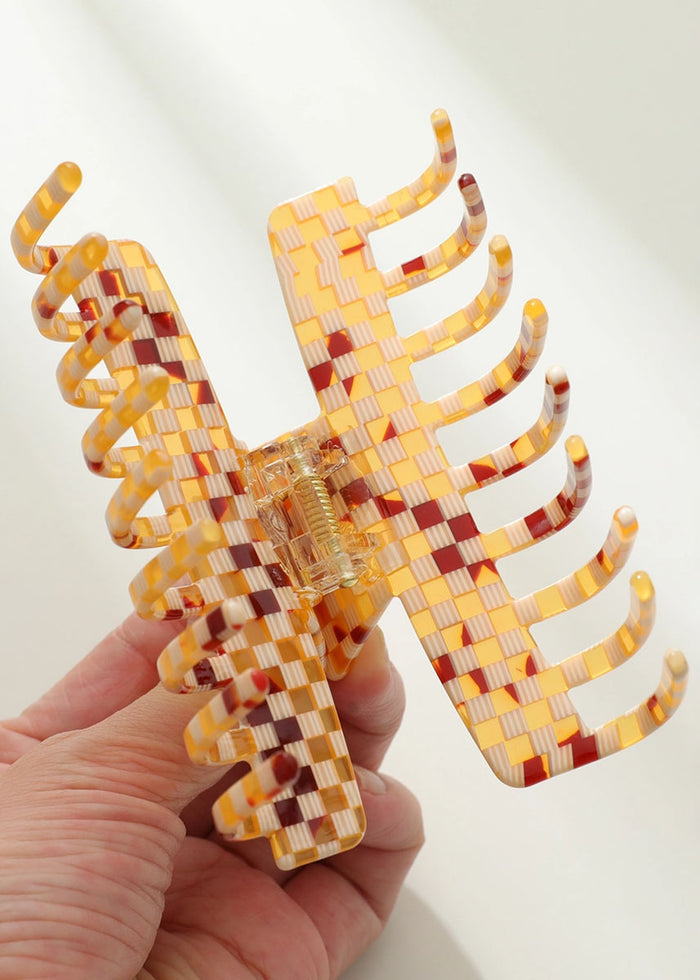 Golden Checkerboard Large Claw Clip