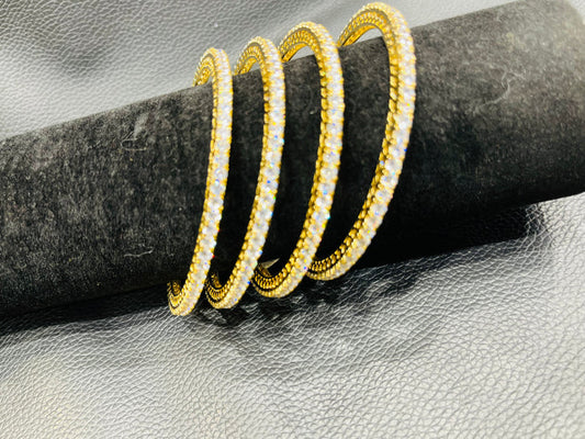 Golden with silver stone 2/8 size bangle