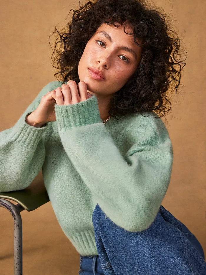 Green Cropped Jumper With Alpaca