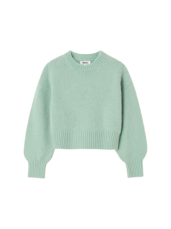 Green Cropped Jumper With Alpaca