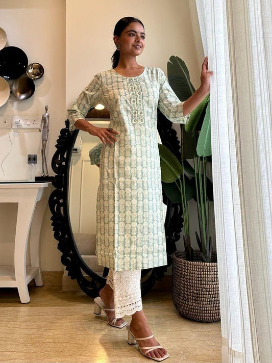 Greenish Soft Cotton Kurta
