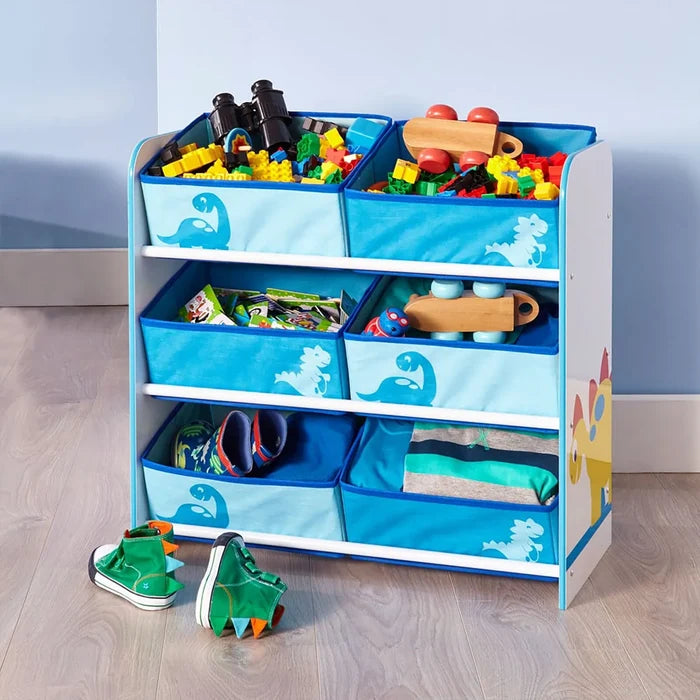 Hello Home Kids Bedroom Toy Storage Unit with 6 Fabric Storage Boxes - Dinosaur - ebebek - Black Friday