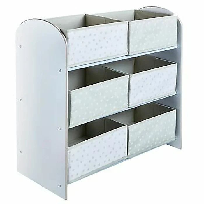Hello Home Kids Bedroom Toy Storage Unit with 6 Fabric Storage Boxes - White - ebebek - Black Friday