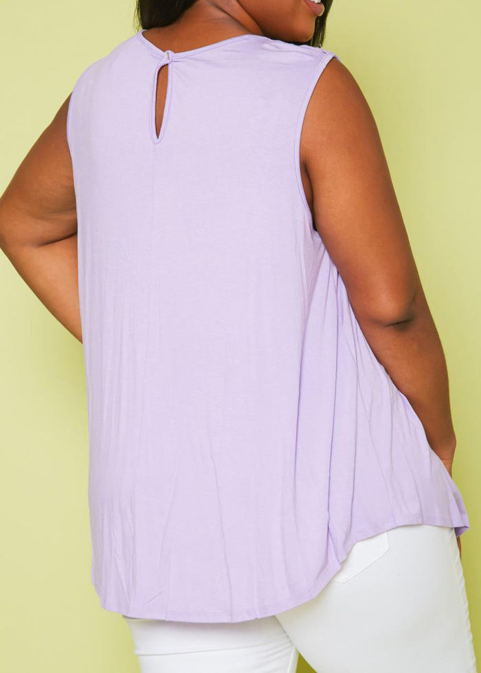 Hi Curvy Plus Size Women Lace Hem Flare Tank Top