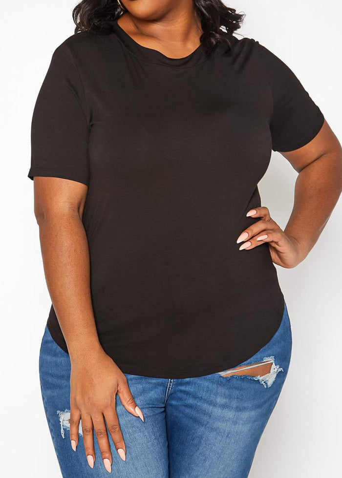 HI Curvy Plus Size Women Windowpane Cut Out Design Shirt