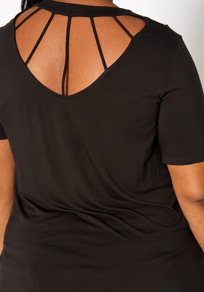 HI Curvy Plus Size Women Windowpane Cut Out Design Shirt