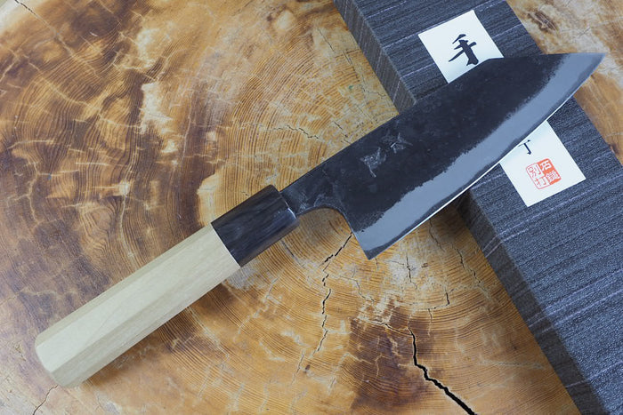 Ishizuchi (from Tosa) - Blue-2 Steel Kurouchi Double Edged Deba Knife (15cm/16.5cm/18cm)