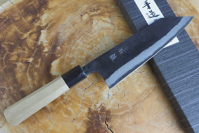 Ishizuchi (from Tosa) - Blue-2 Steel Kurouchi Double Edged Deba Knife (15cm/16.5cm/18cm)
