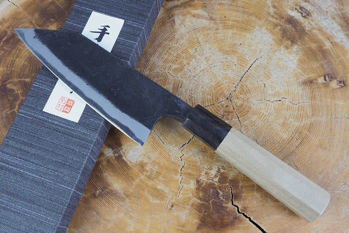 Ishizuchi (from Tosa) - Blue-2 Steel Kurouchi Double Edged Deba Knife (15cm/16.5cm/18cm)