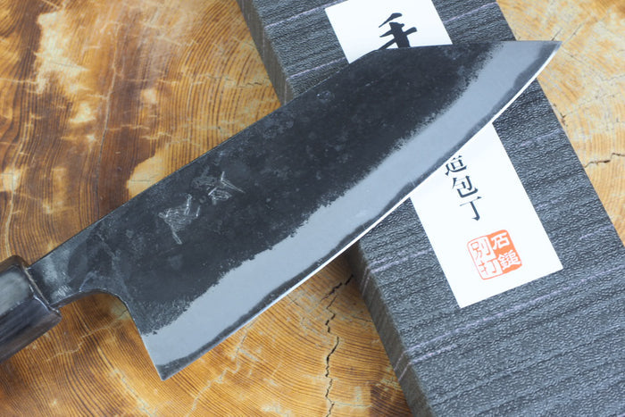 Ishizuchi (from Tosa) - Blue-2 Steel Kurouchi Double Edged Deba Knife (15cm/16.5cm/18cm)