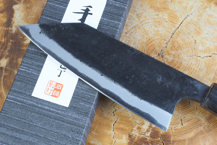 Ishizuchi (from Tosa) - Blue-2 Steel Kurouchi Double Edged Deba Knife (15cm/16.5cm/18cm)
