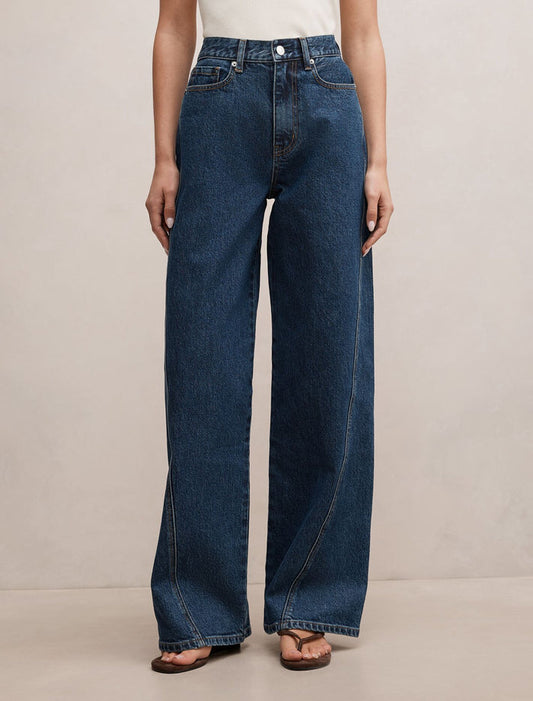 Kate Twisted Seam Wide Leg Jeans Mid Wash Forever New