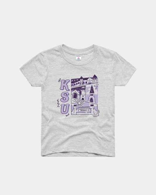 Kids KSU Campus Landmarks Ash T-Shirt