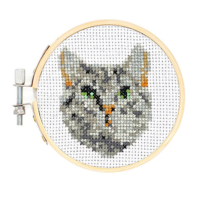 Kikkerland Mini CrossStitch Embroidery Kit-Cat