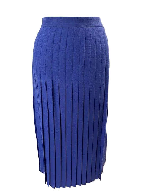 Ladies Jaeger Blue Pleated Skirt Pure New Wool Skirt Length 80cm Size 14 Immaculate Condition