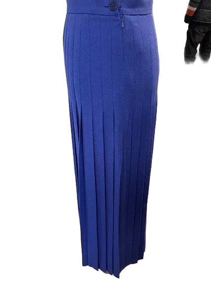 Ladies Jaeger Blue Pleated Skirt Pure New Wool Skirt Length 80cm Size 14 Immaculate Condition