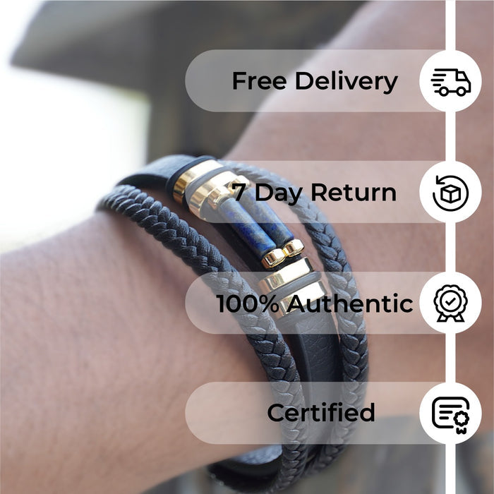 Lapis Lazuli-Pattern2 Leather Bracelet