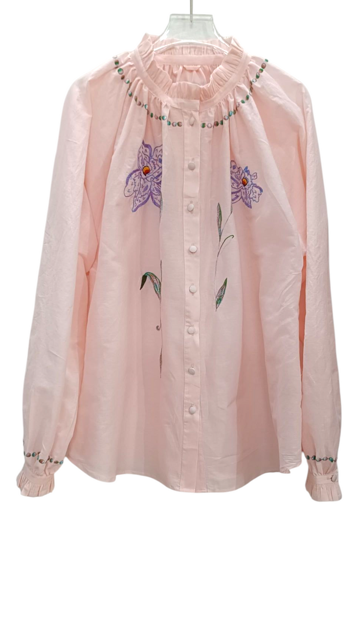 LEKHA BLOUSE WITH QUOTES EMBROIDERY