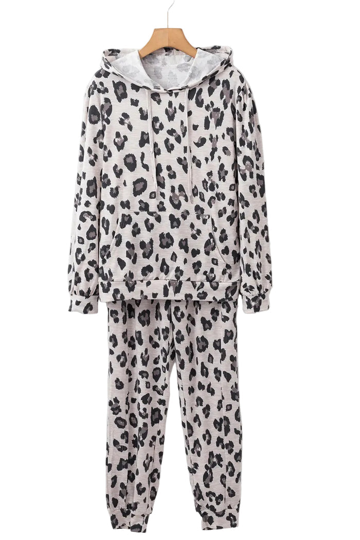 Shop Leopard Print Drawstring Hoodie and Skinny Pants Lounge Set at eAura