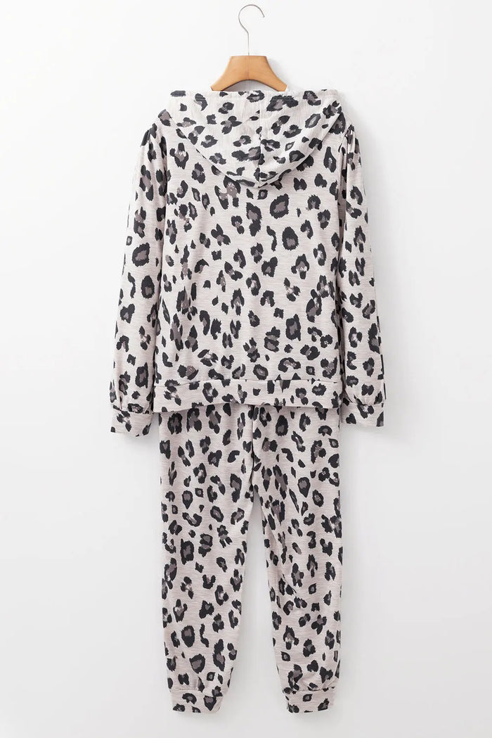 Shop Leopard Print Drawstring Hoodie and Skinny Pants Lounge Set at eAura