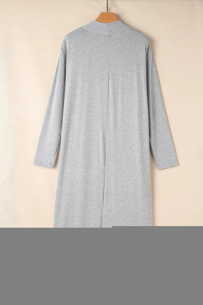Light Grey Split Long Cardigan and Skinny Pants Lounge Set - Loungewear & Sleepwear/Loungewear