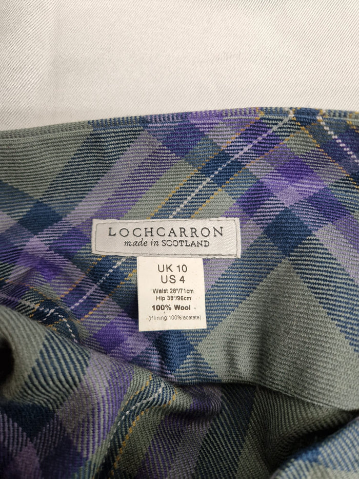Lochcarron Wool Tartan Kilt Skirt UK 10 EU 38 Buckled Pleated - USED