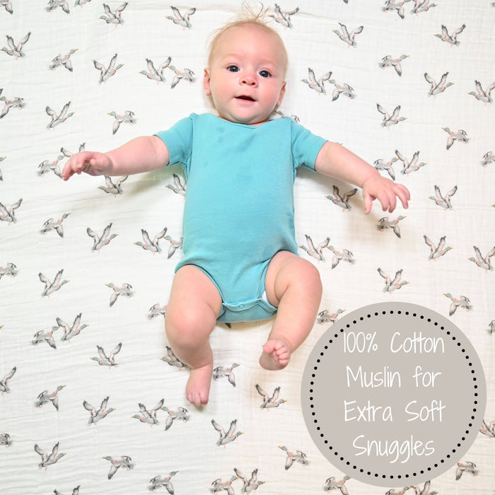 LollyBanks Baby Muslin Swaddle Blanket-Quackin’ Up