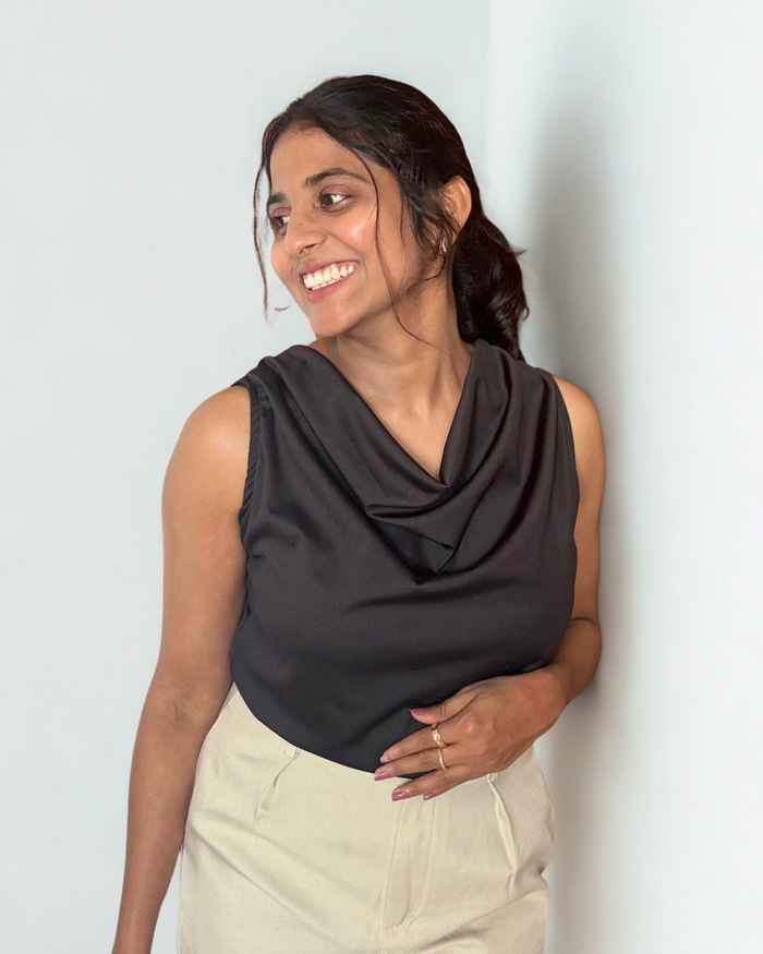 Luxe drape sleeveless