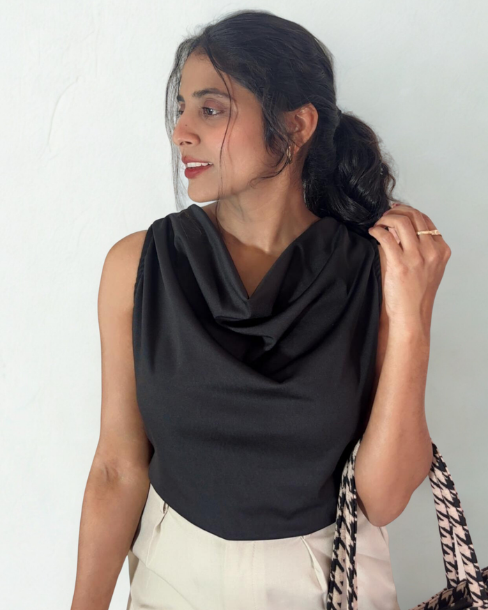 Luxe drape sleeveless