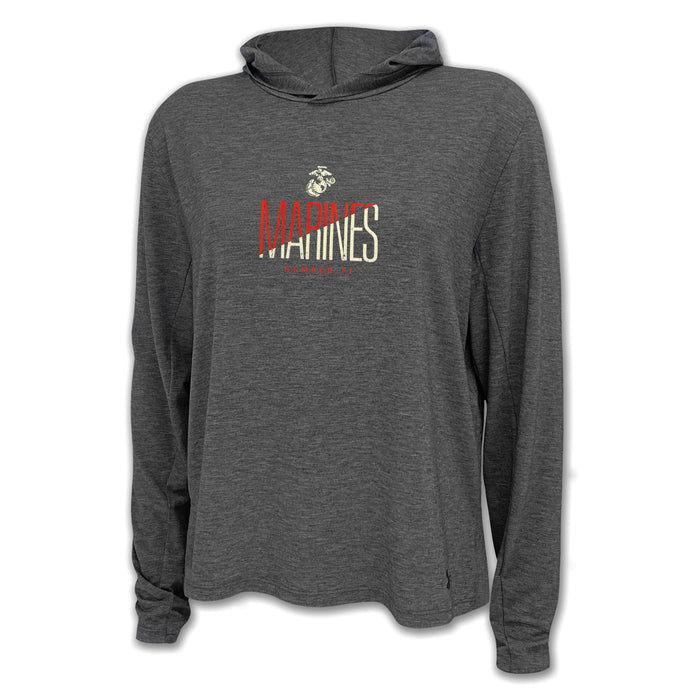Marines Ladies Under Armour Breezy Hood (Black Heather)