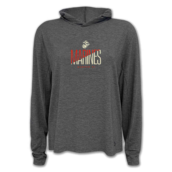 Marines Ladies Under Armour Breezy Hood (Black Heather)