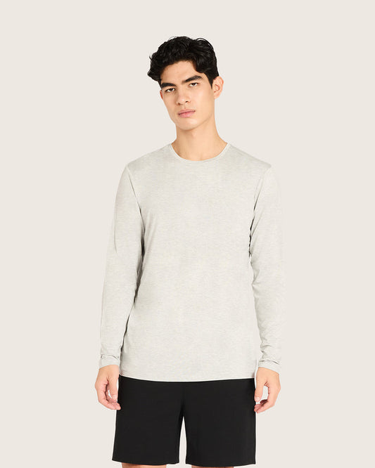 Men's Base Layer Long Sleeve Crew Neck T-Shirt - Light Grey Marl