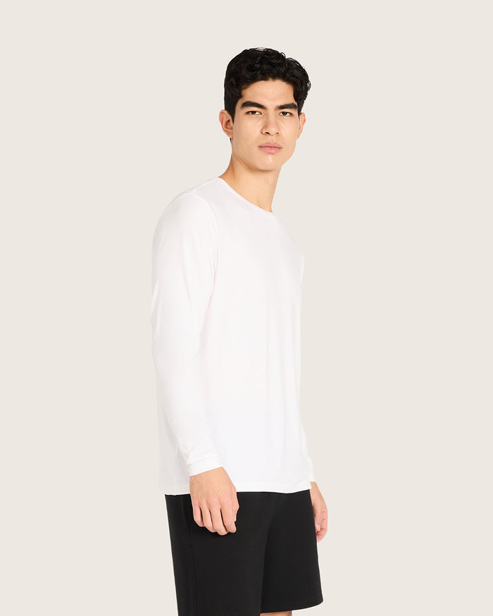 Men's Base Layer Long Sleeve Crew Neck T-Shirt - White