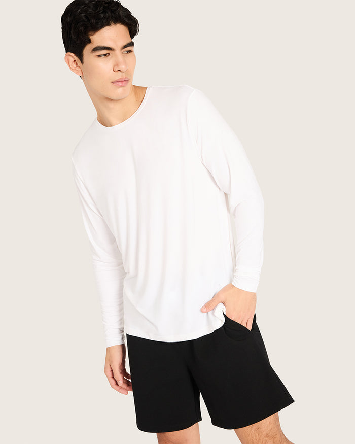 Men's Base Layer Long Sleeve Crew Neck T-Shirt - White