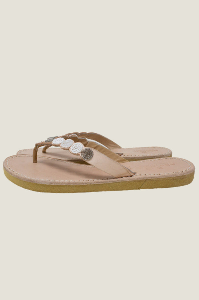 Mini Disc Sandals | White/Silver