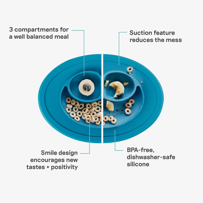 The Mini Mat in Blue by ezpz / Self-Suctioning Silicone Plate + Placemat #color_blue
