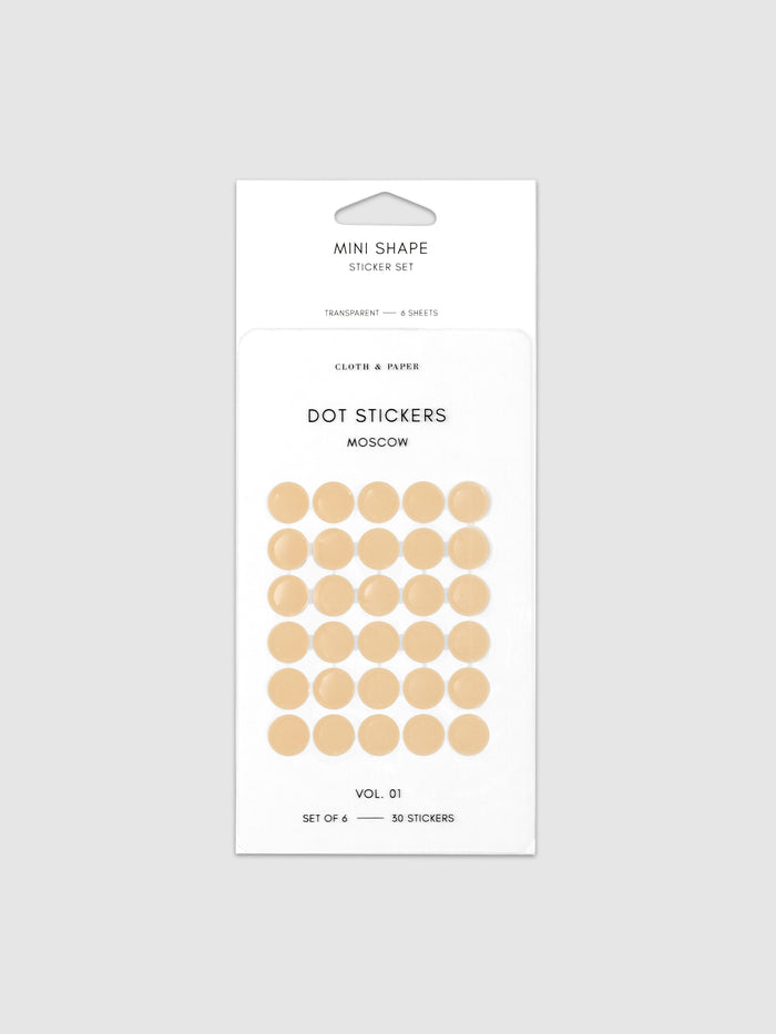 Mini Shape Sticker Set with Transparent Moscow Stickers displayed against a neutral background.
