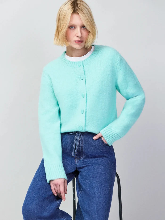 Mint Cardigan With Alpaca